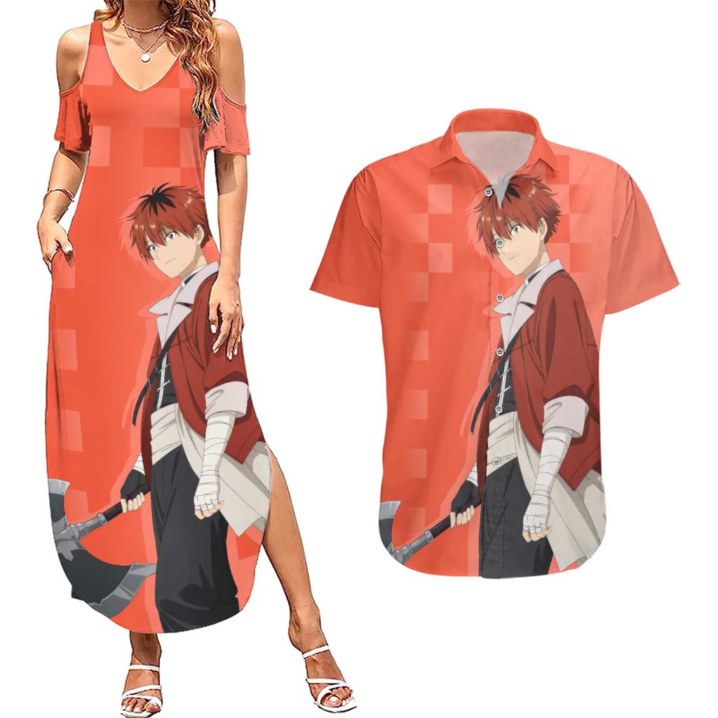 Stark - Frieren Couples Matching Summer Maxi Dress and Hawaiian Shirt Anime Style