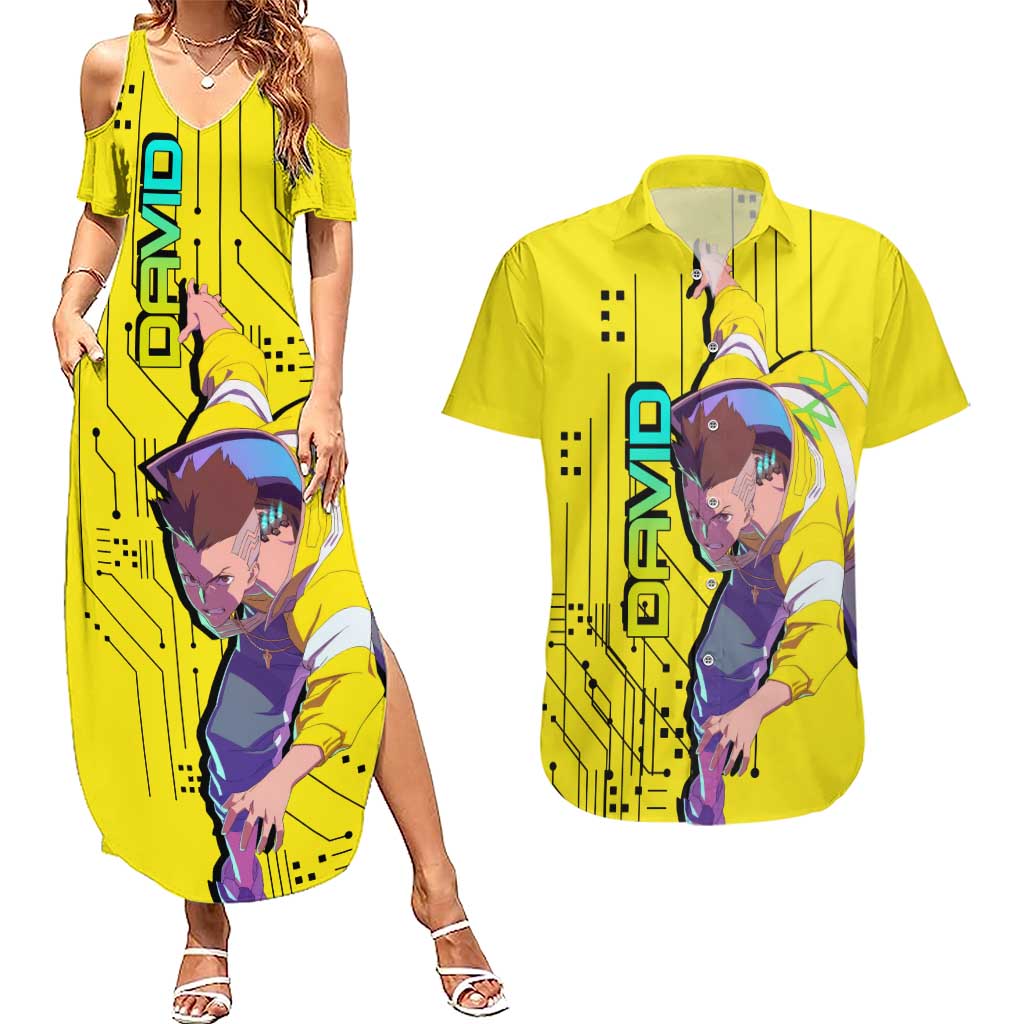 David - Cyberpunk Edgerunners Couples Matching Summer Maxi Dress and Hawaiian Shirt Anime Style