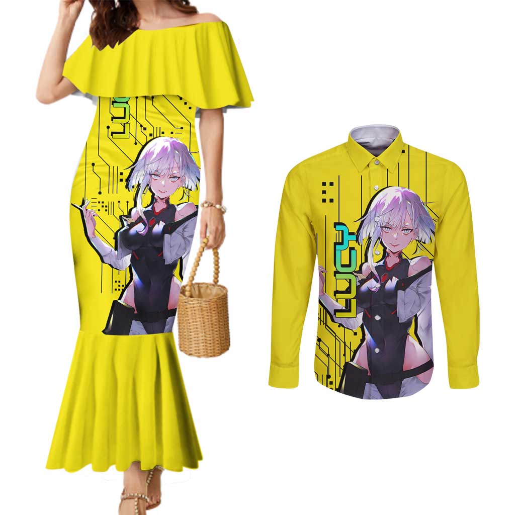 Lucy - Cyberpunk Edgerunners Couples Matching Mermaid Dress and Long Sleeve Button Shirt Anime Style