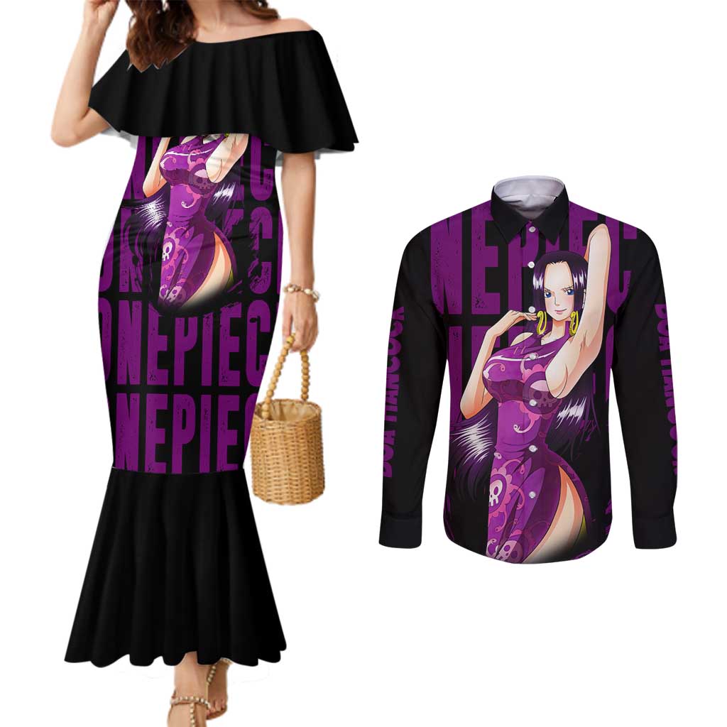 Boa Hancok - One Piece Couples Matching Mermaid Dress and Long Sleeve Button Shirt Anime Style