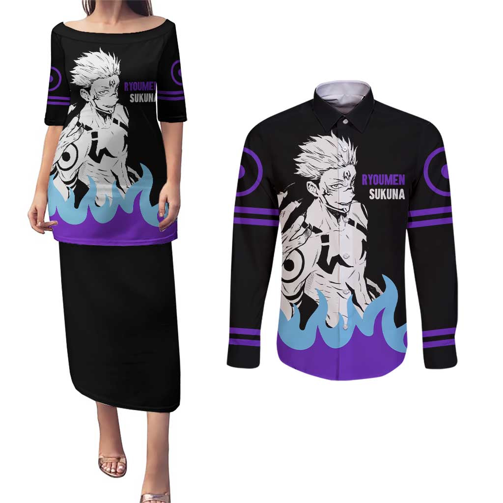 Ryoumen Sukuna - Jujutsu Kaisen Couples Matching Puletasi and Long Sleeve Button Shirt Anime Style