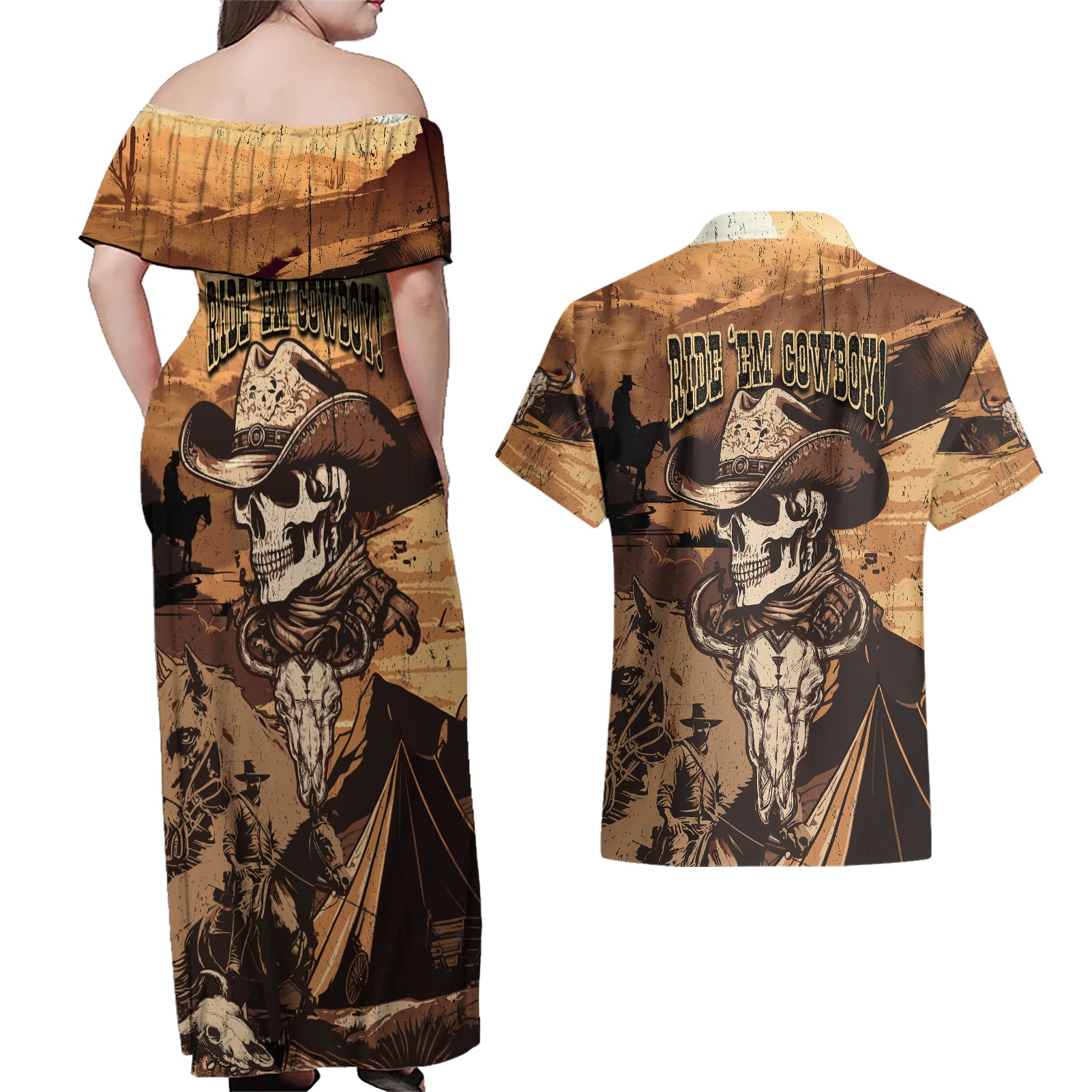 skull-cowboy-couples-matching-off-shoulder-maxi-dress-and-hawaiian-shirt-rise-em-cowboy