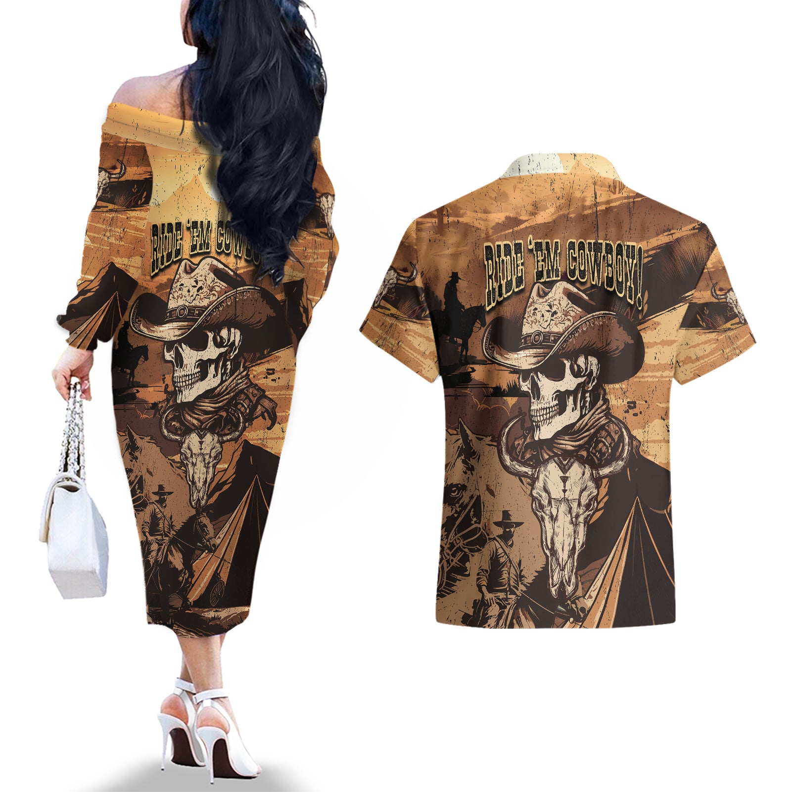 skull-cowboy-couples-matching-off-the-shoulder-long-sleeve-dress-and-hawaiian-shirt-rise-em-cowboy