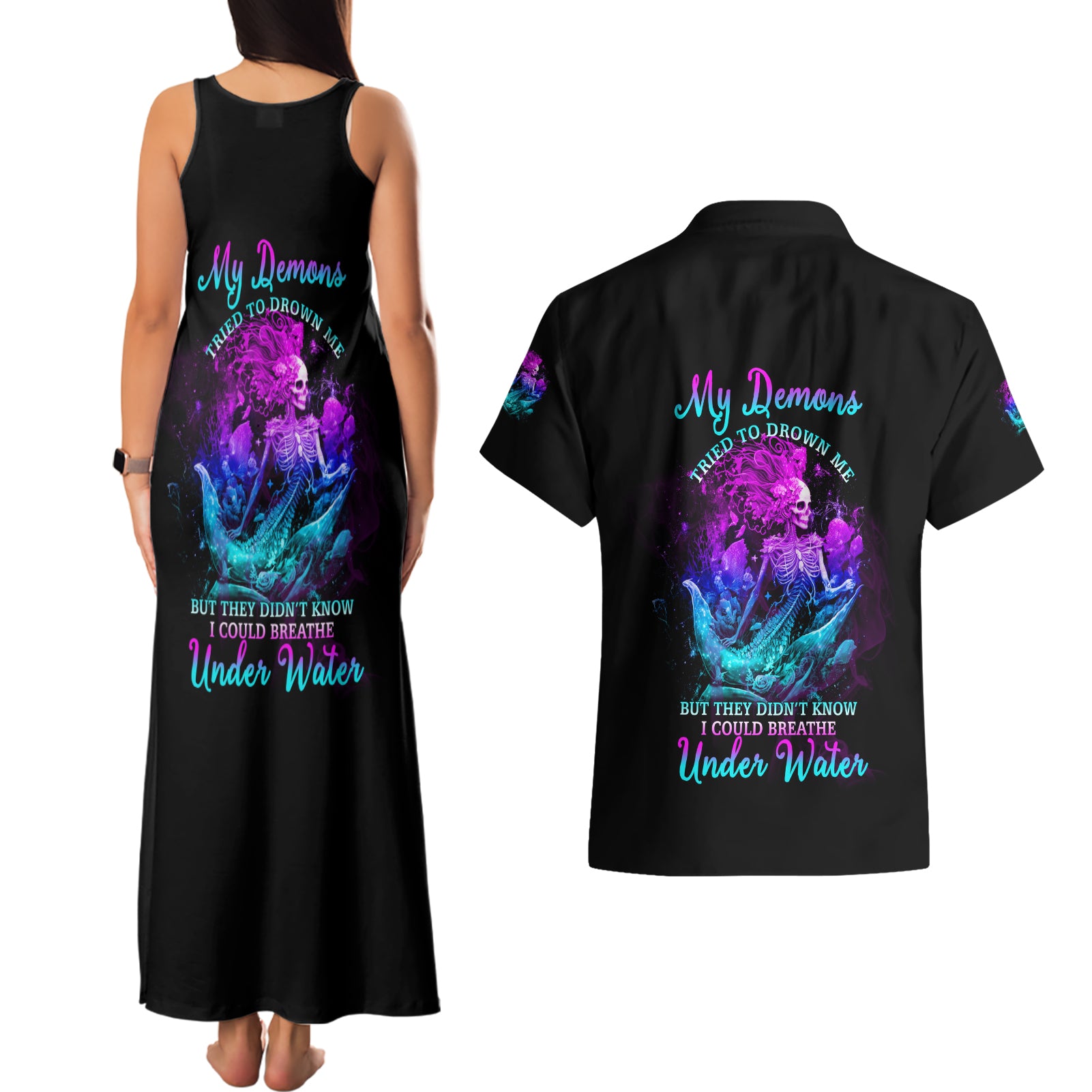 my-demons-tried-to-drown-me-mermaid-couples-matching-tank-maxi-dress-and-hawaiian-shirt