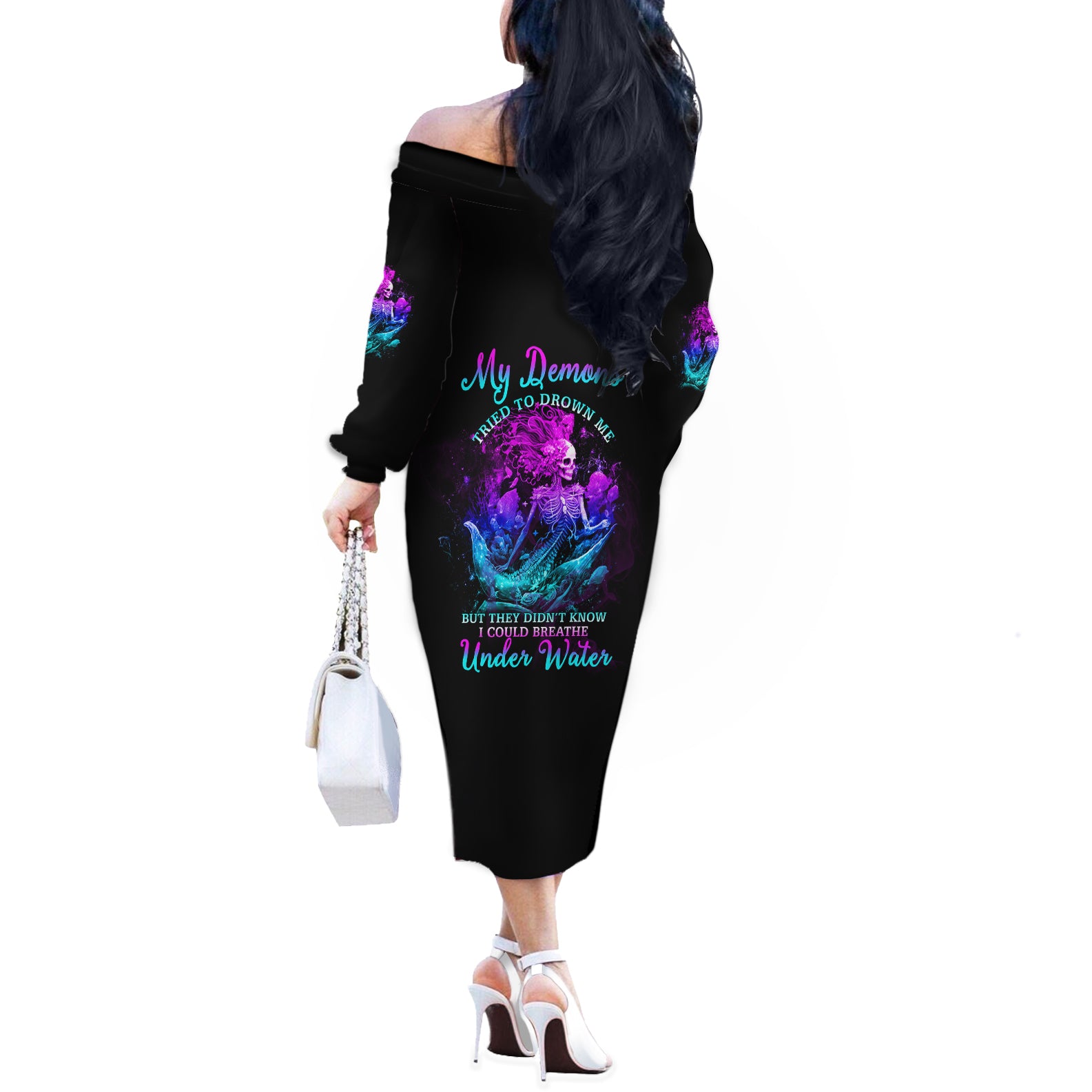 my-demons-tried-to-drown-me-mermaid-off-the-shoulder-long-sleeve-dress