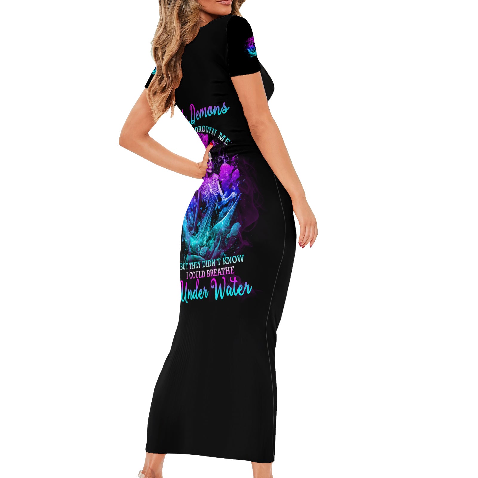 my-demons-tried-to-drown-me-mermaid-short-sleeve-bodycon-dress