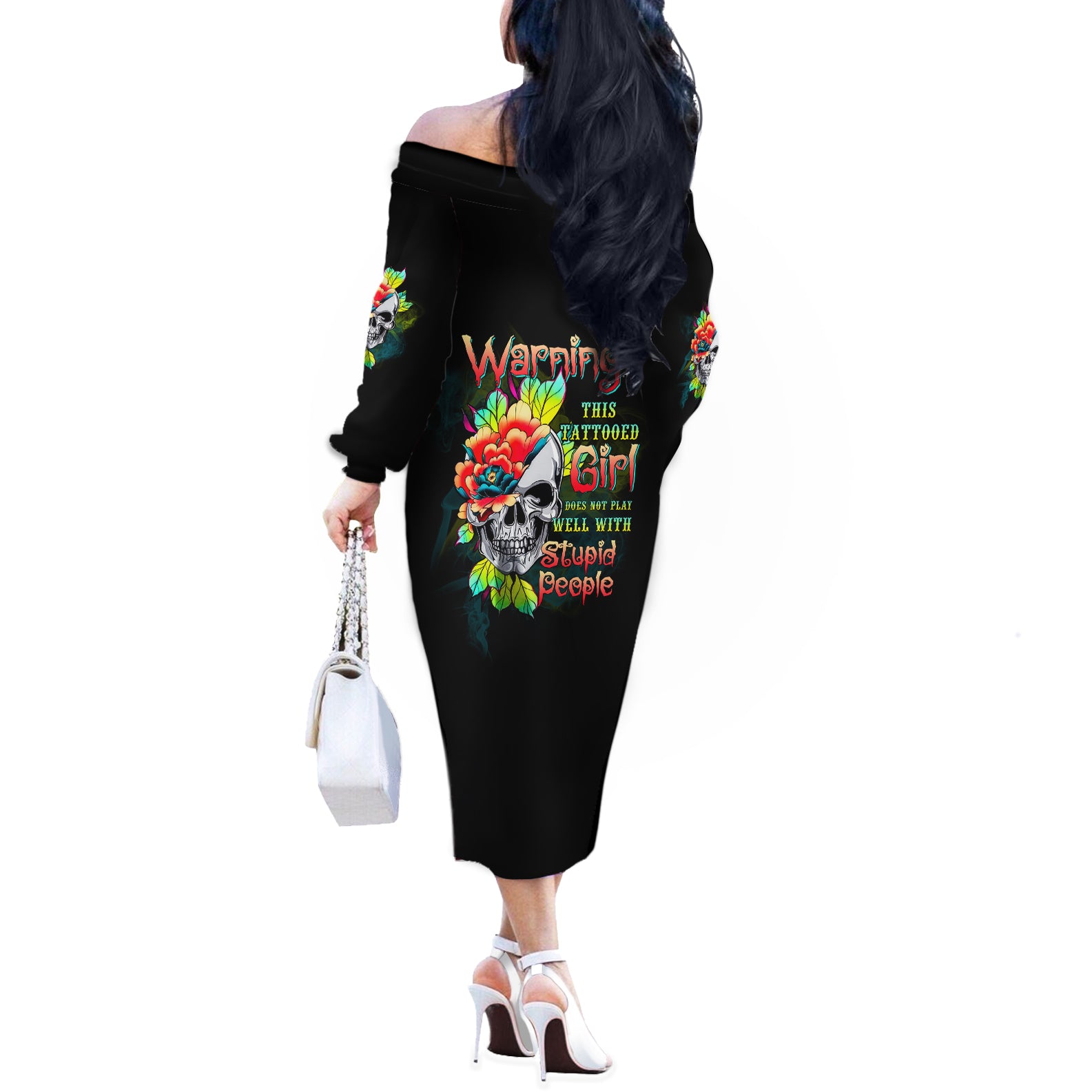 warning-this-tattooed-girl-flower-off-the-shoulder-long-sleeve-dress