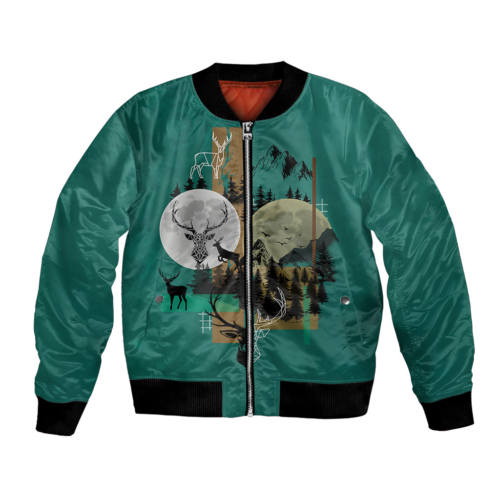 deer-hunting-bomber-jacket-forest-green-symmetrical-style