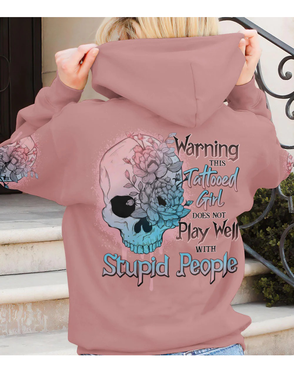 Warning This Tattoo Girl Skull Hoodie